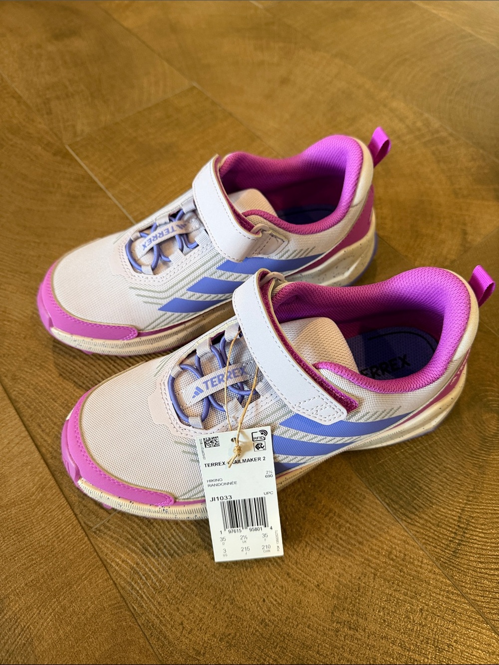 adidas Kids Pink & Lavender Velcro Trail Sneakers